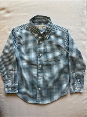 HOPE & HENRY Boys' Blue Gingham Button-Down Shirt Size XS(7?) NWOT